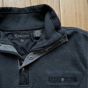 Kinloch Anderson Scotland 1/4 button-up Pullover Fleece Sweater in Black Grey